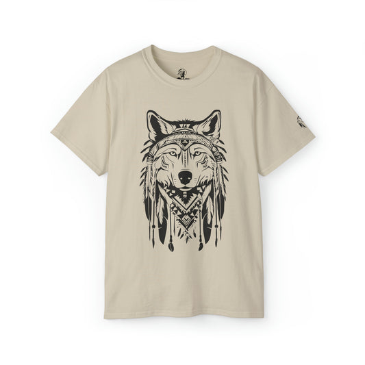 Native American Wolf and Feathers Design Tee