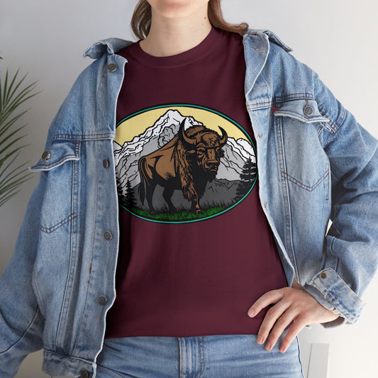 Native American Inspired Design Buffalo Mountain Tee Shirt