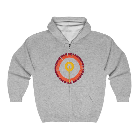 Native American Inspired Design Full Zip Hooded Sweatshirt