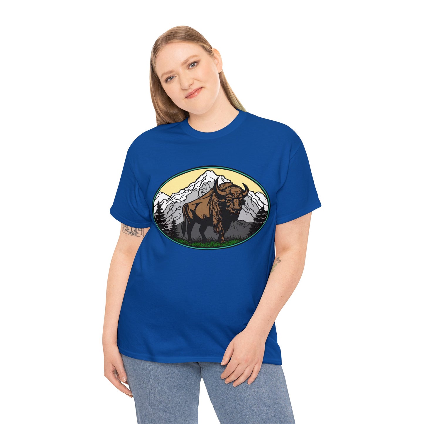 Native American Inspired Design Buffalo Mountain Tee Shirt