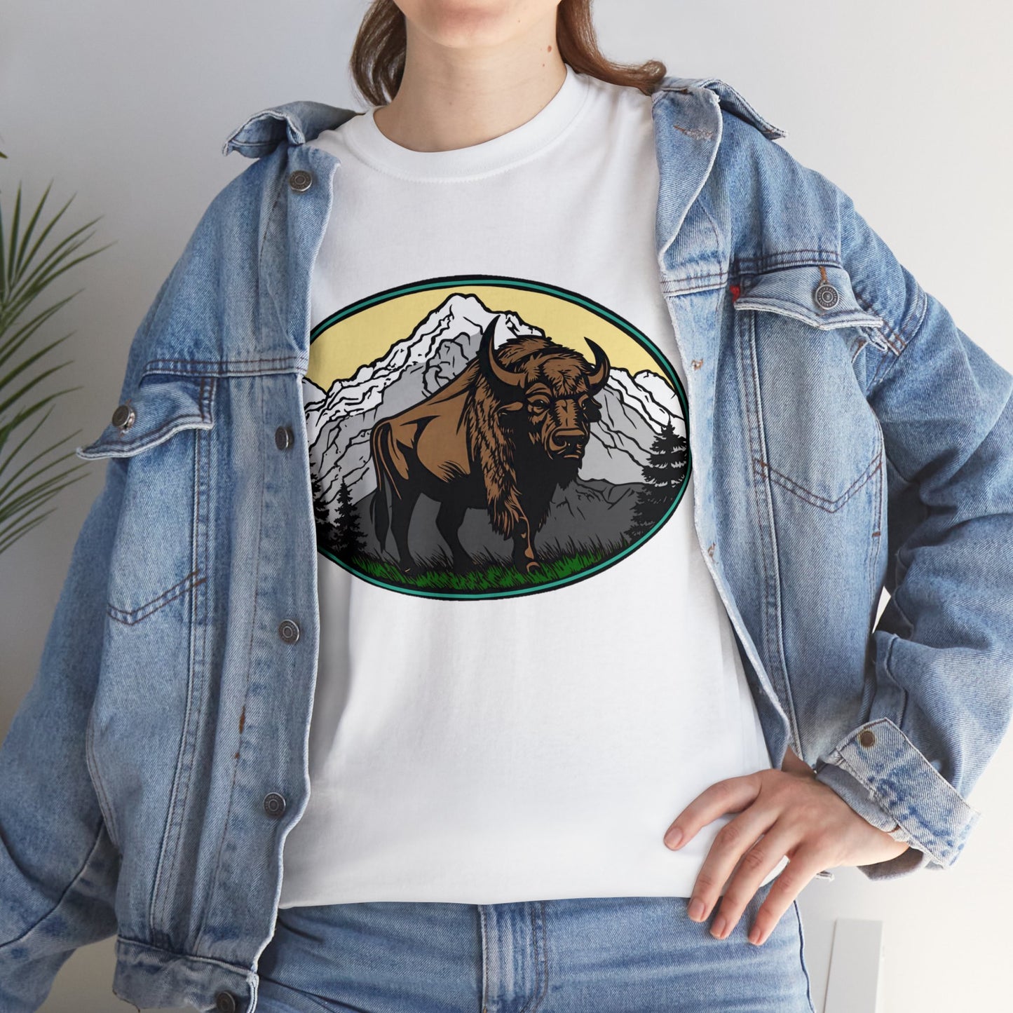 Native American Inspired Design Buffalo Mountain Tee Shirt