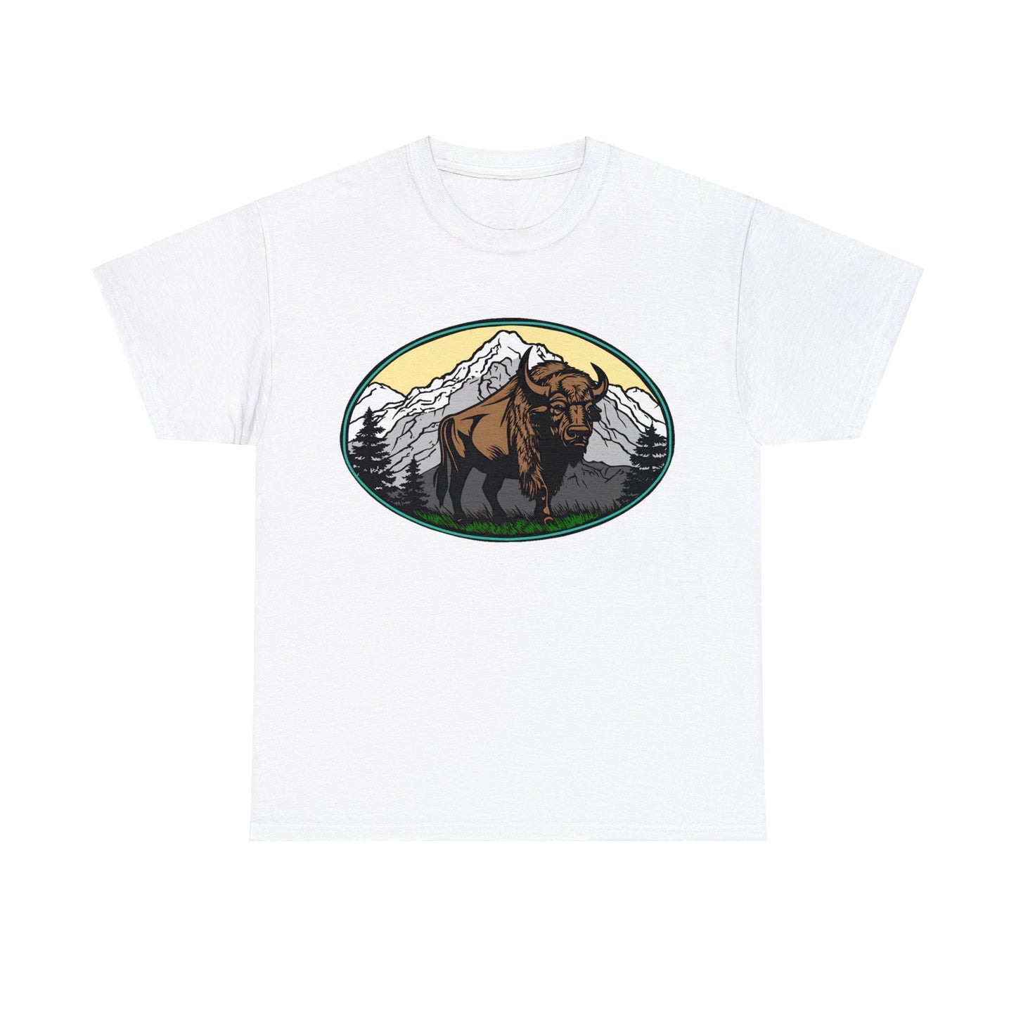 Native American Inspired Design Buffalo Mountain Tee Shirt