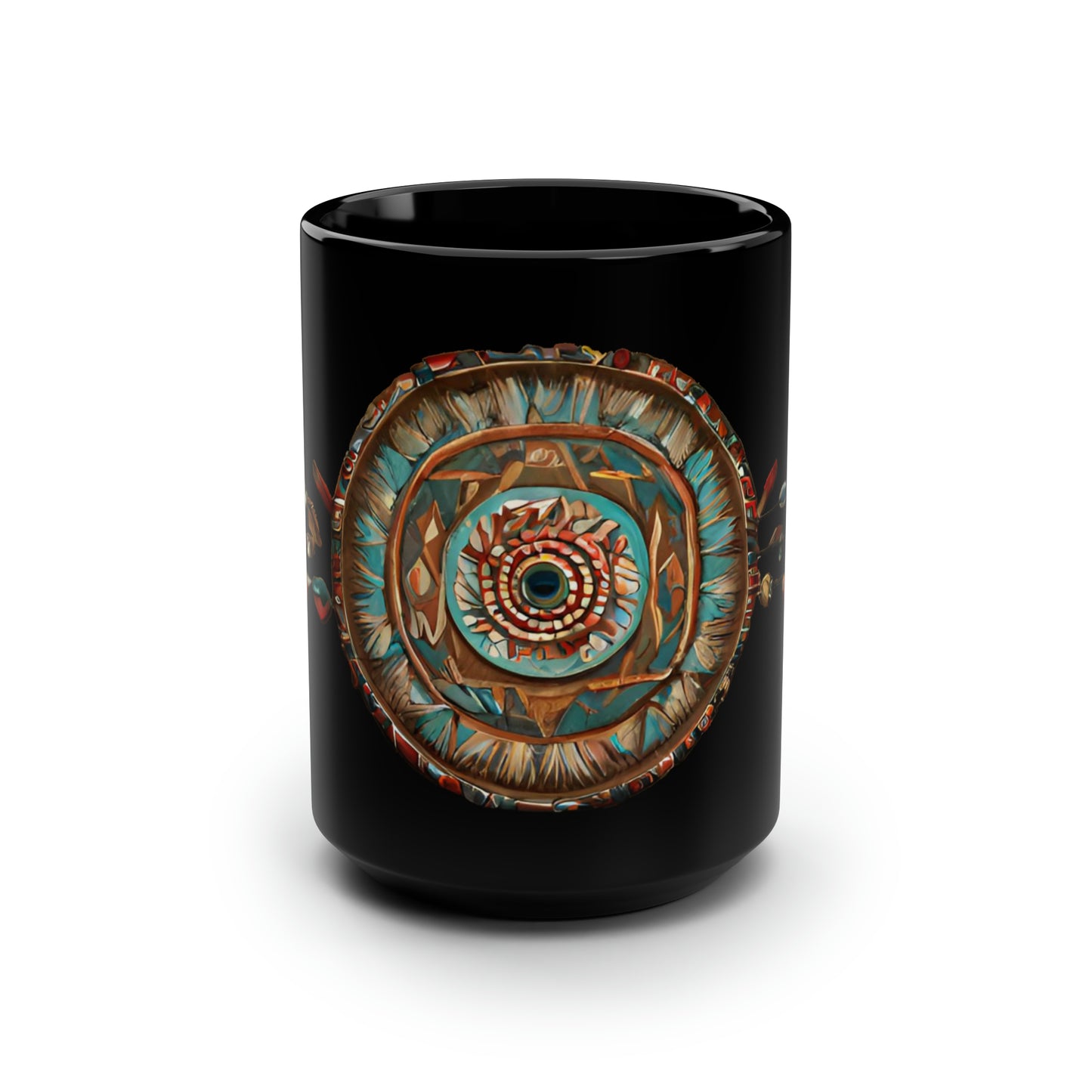 Native American Large Shield Design 15 oz Black Mug