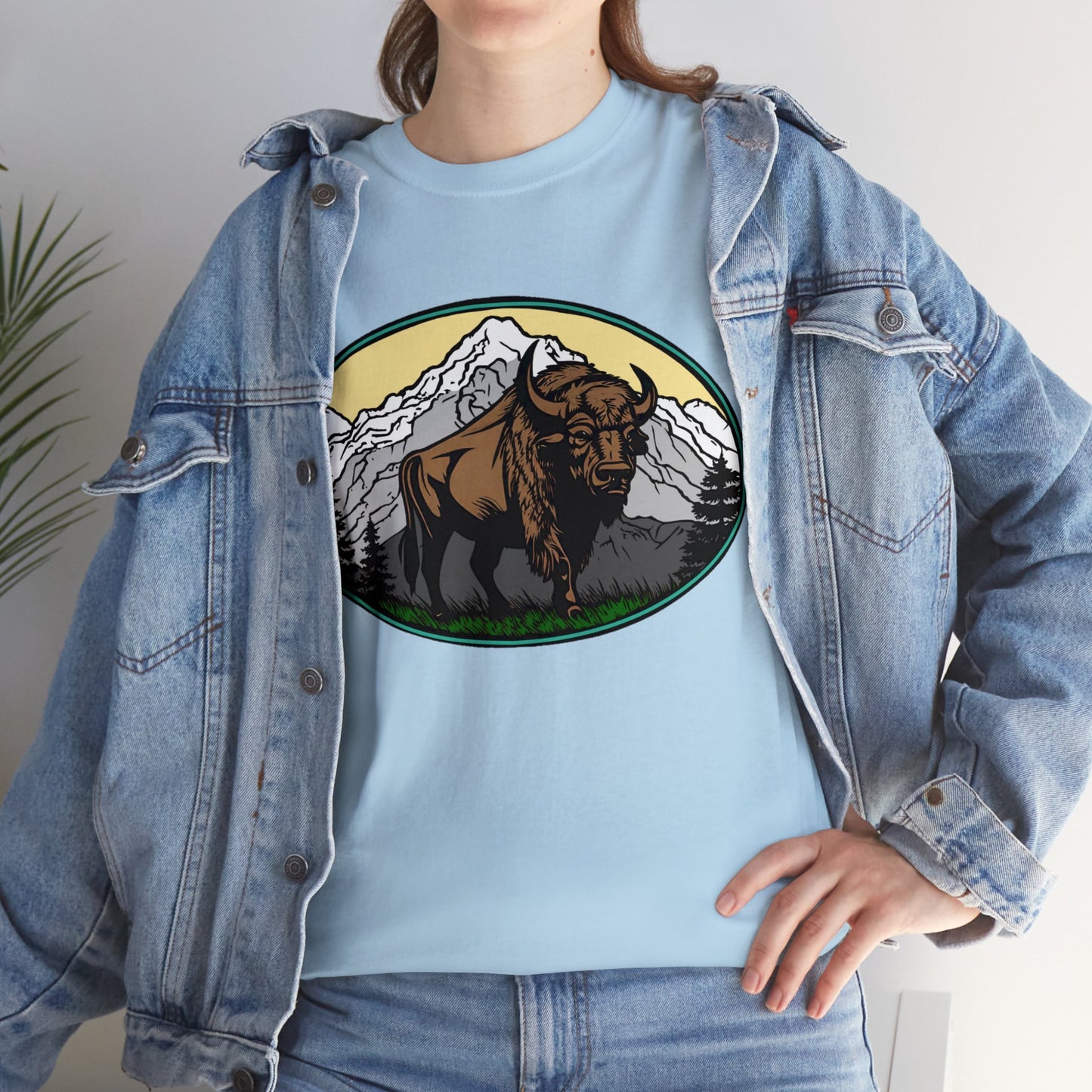 Native American Inspired Design Buffalo Mountain Tee Shirt