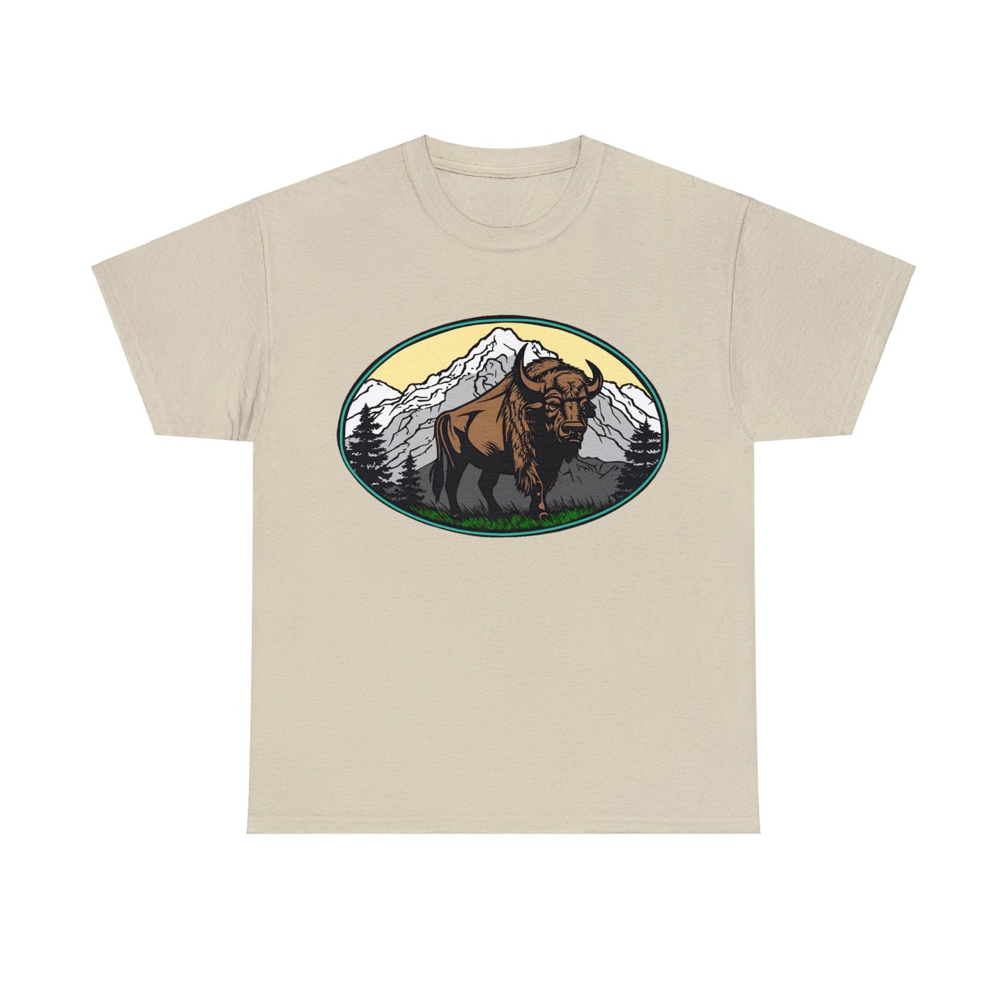 Native American Inspired Design Buffalo Mountain Tee Shirt