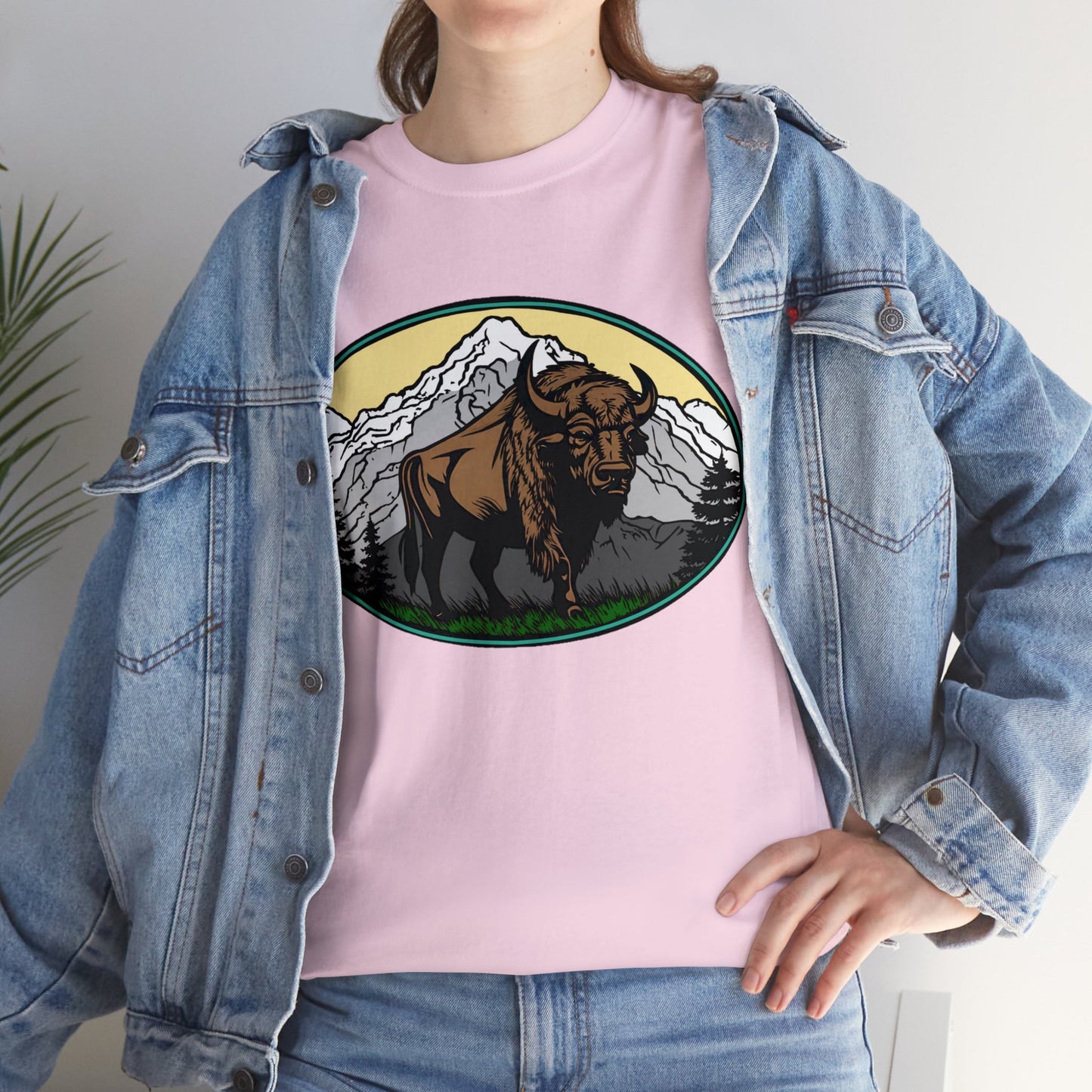 Native American Inspired Design Buffalo Mountain Tee Shirt