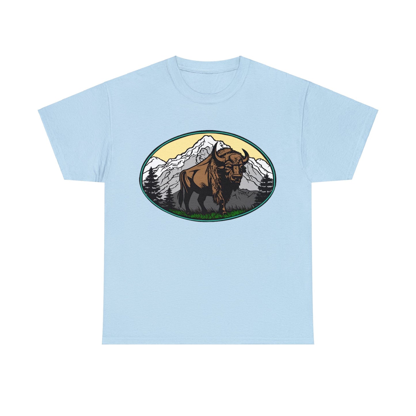 Native American Inspired Design Buffalo Mountain Tee Shirt