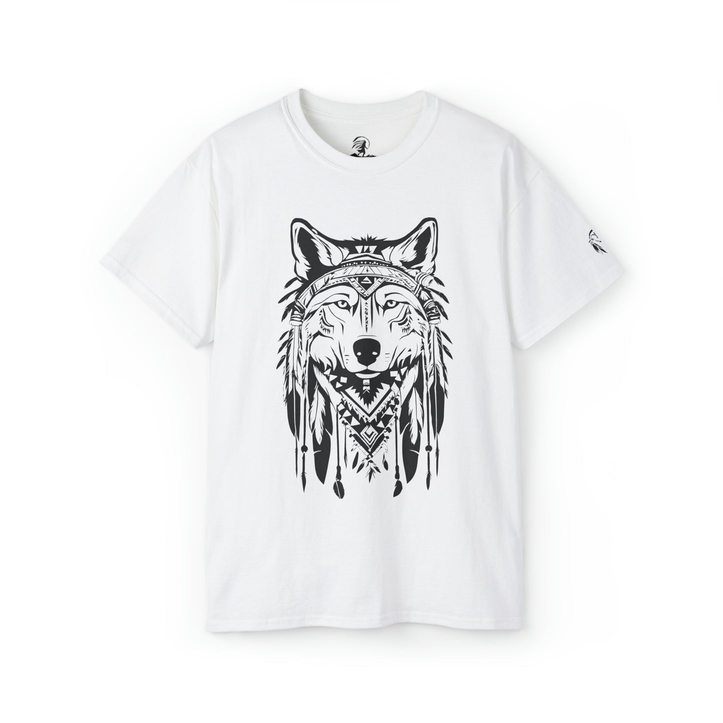 Native American Wolf and Feathers Design Tee