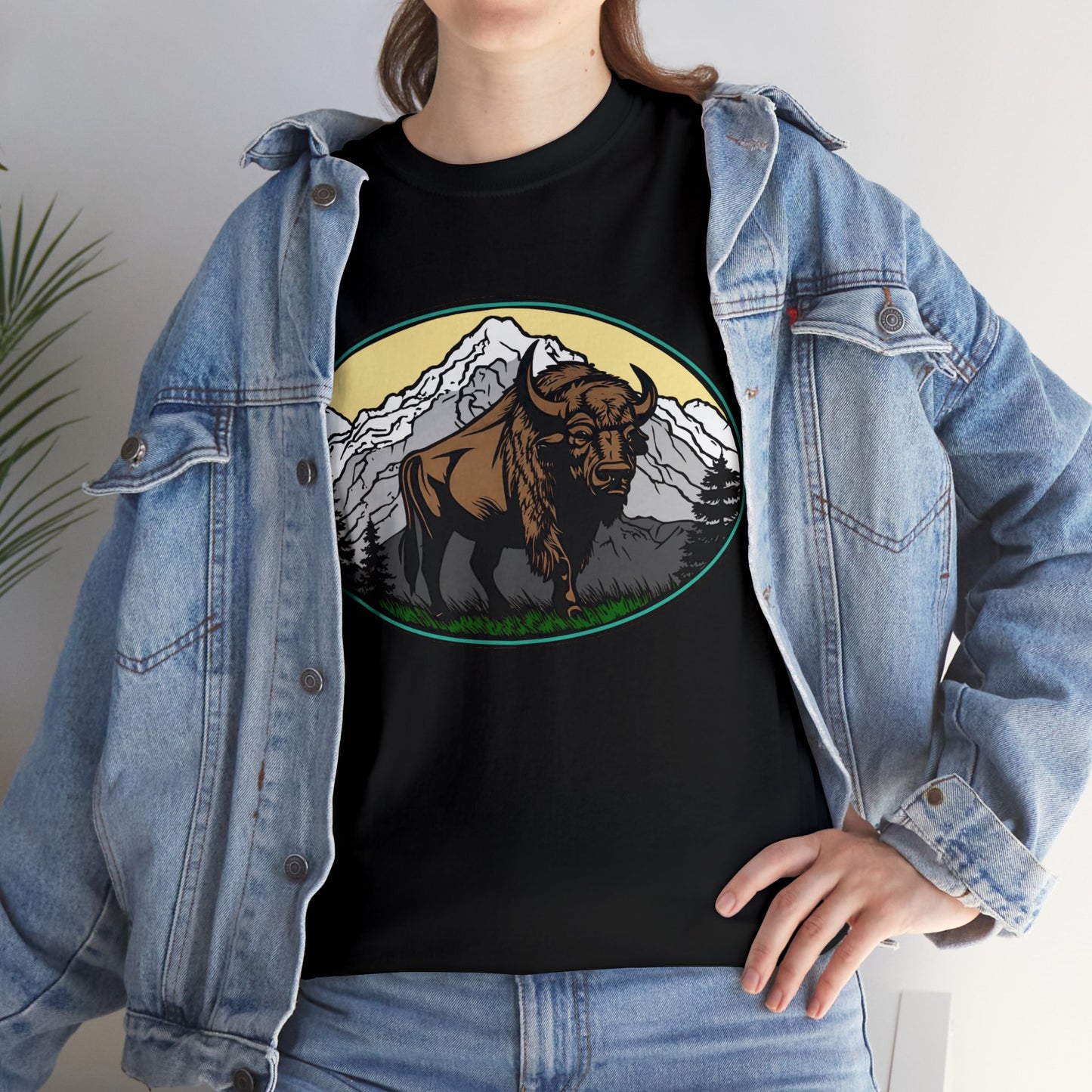 Native American Inspired Design Buffalo Mountain Tee Shirt