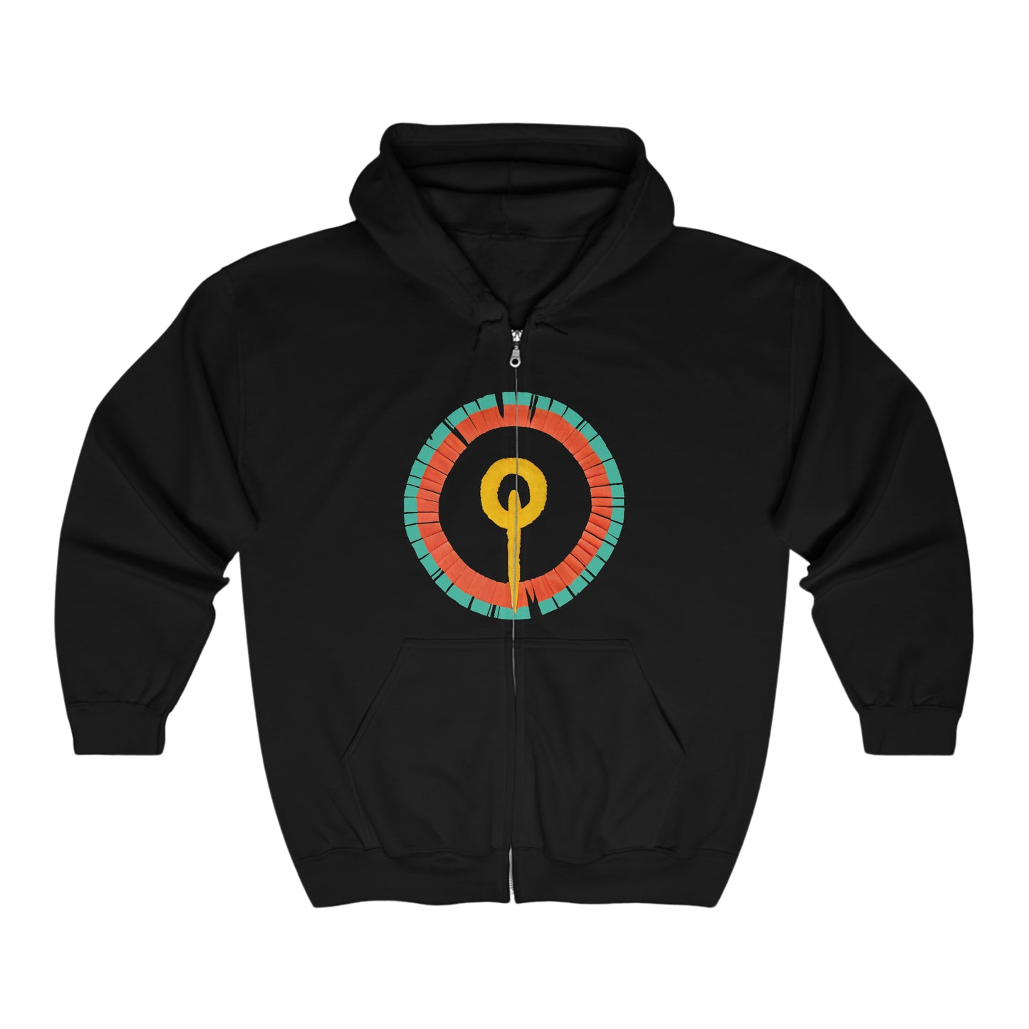 Native American Inspired Design Full Zip Hooded Sweatshirt