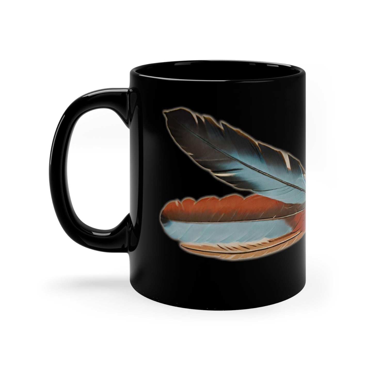 Native American Feathers Design 11 oz Black Mug