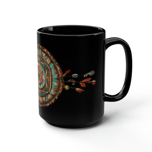 Native American Large Shield Design 15 oz Black Mug