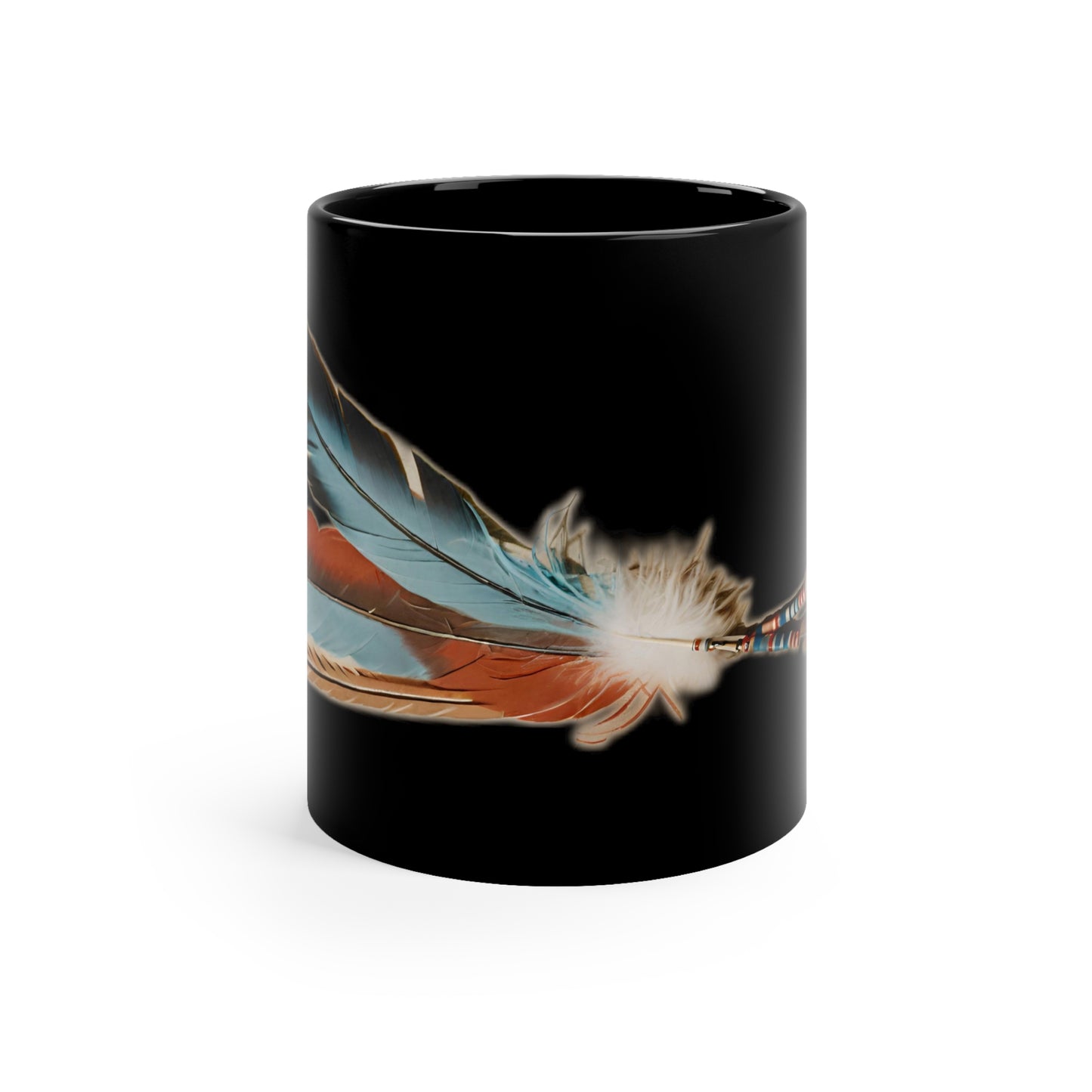 Native American Feathers Design 11 oz Black Mug