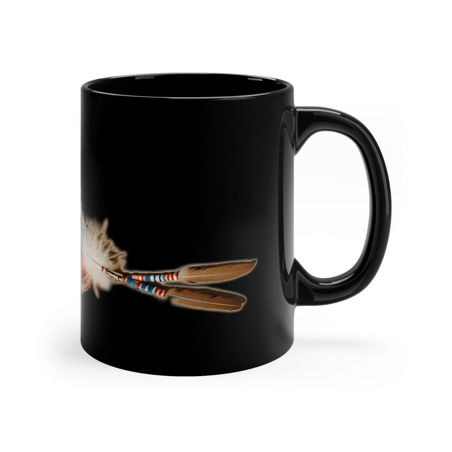 Native American Feathers Design 11 oz Black Mug