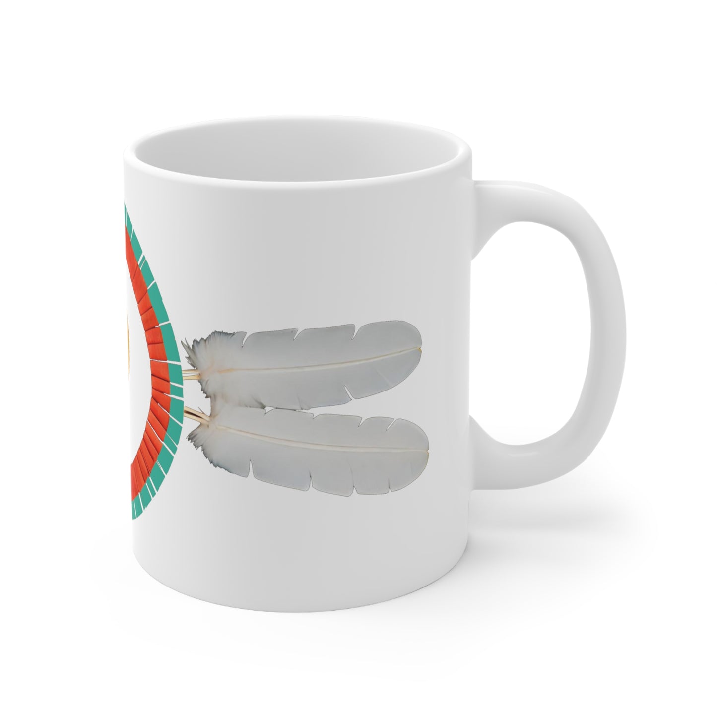 Native American Four Feathers Bustle Design 11 oz White Mug