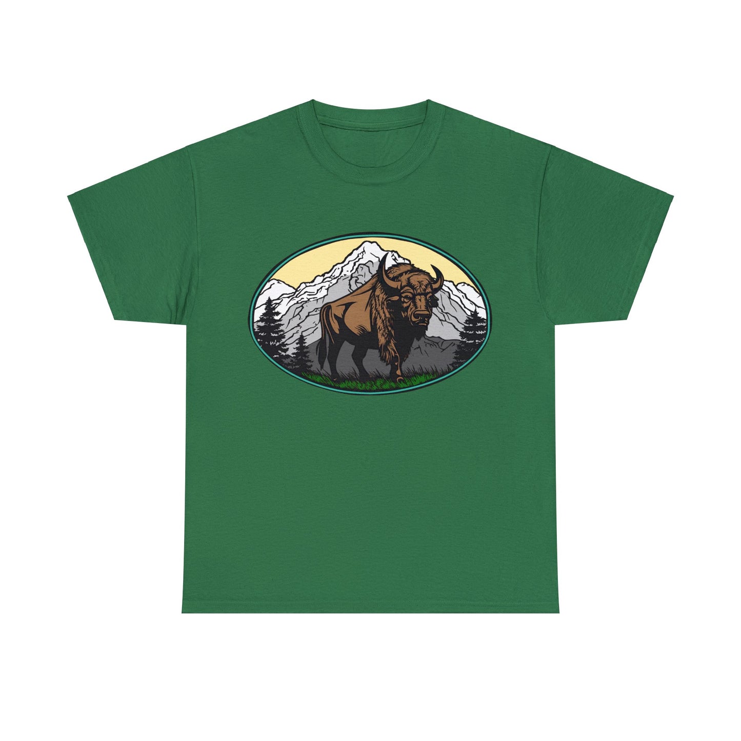 Native American Inspired Design Buffalo Mountain Tee Shirt