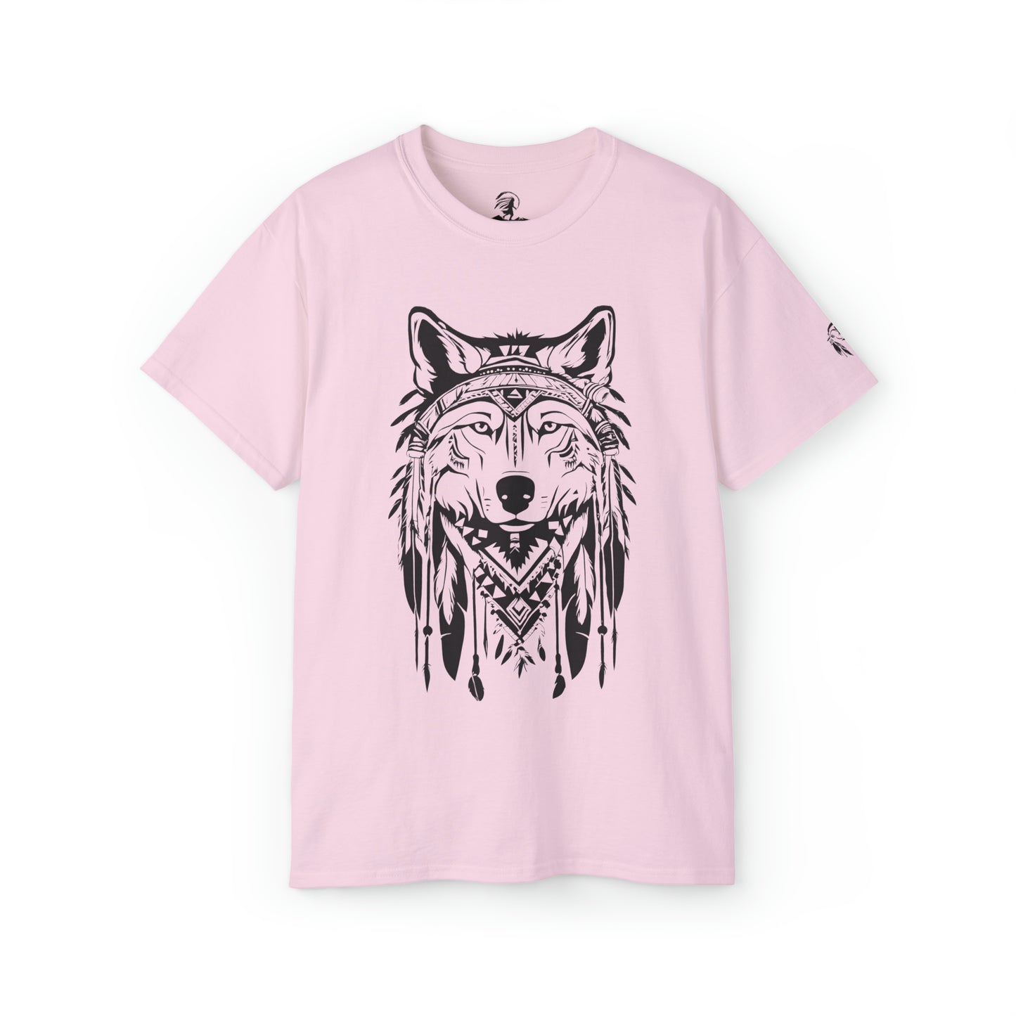 Native American Wolf and Feathers Design Tee