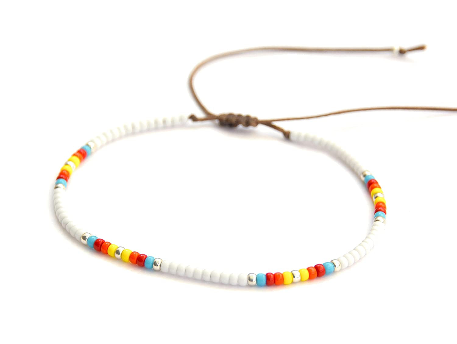 Native American Thin Beaded Ankle Bracelet