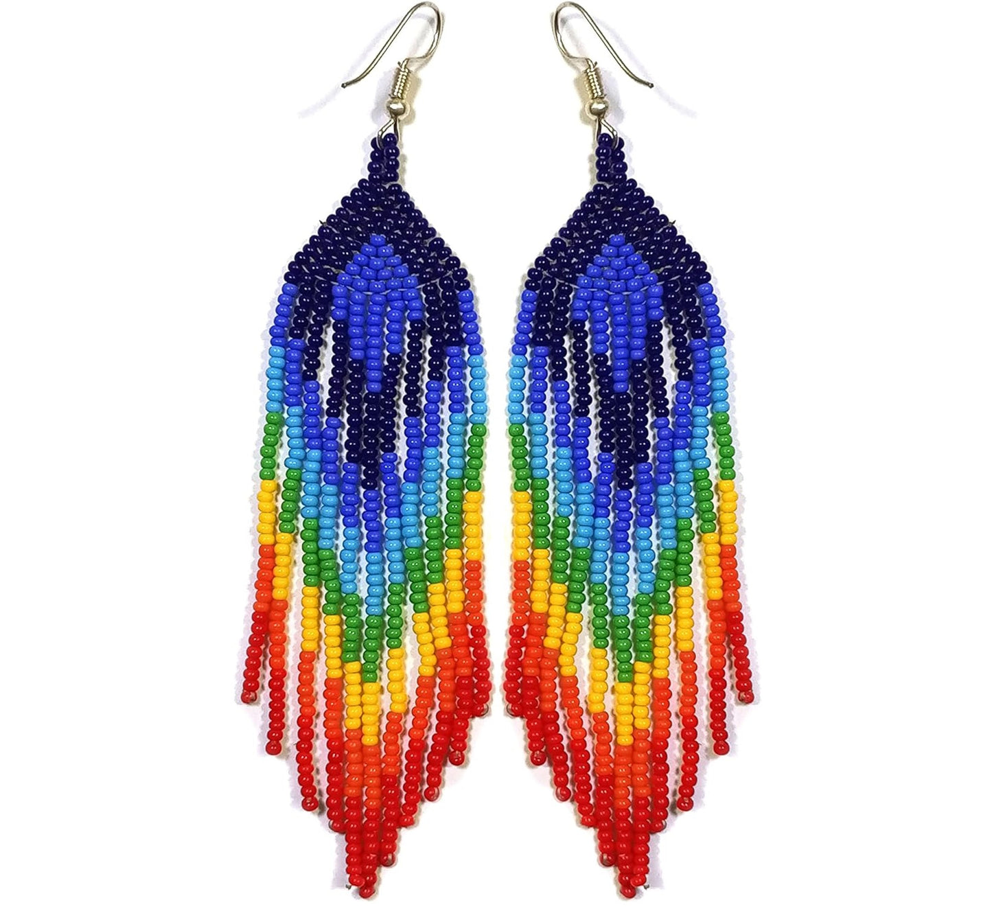 Native American Inspired Design Long Beaded Earrings