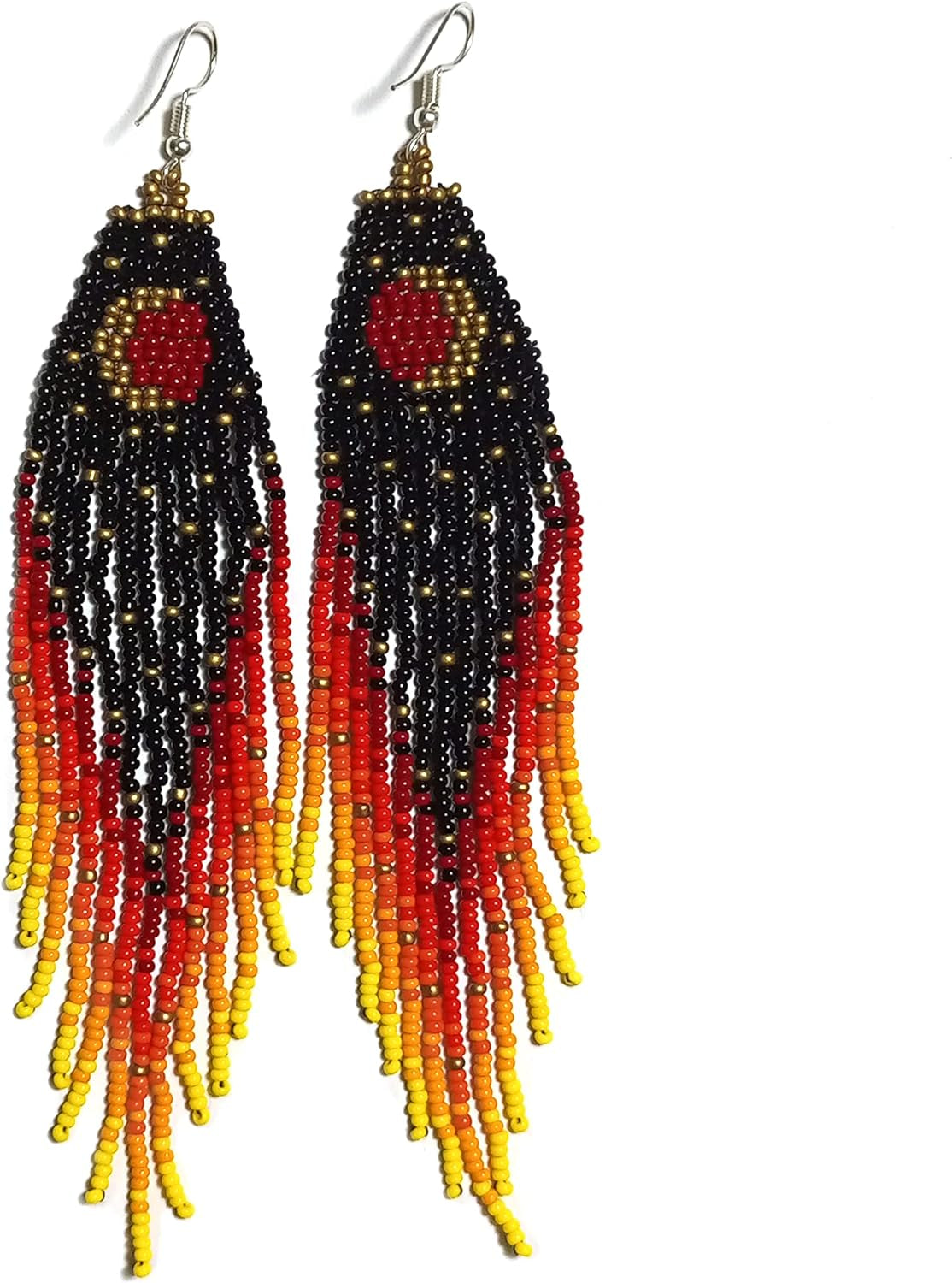 Native American Inspired Design Long Beaded Earrings